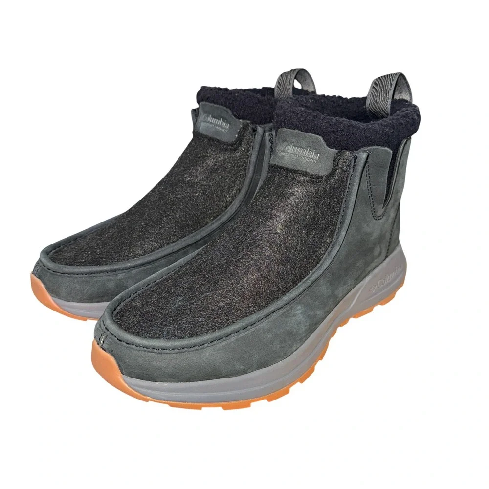 NEW Columbia Landroamer Boots Womens 9 Ankle Black Suede Faux Shearling Lined
